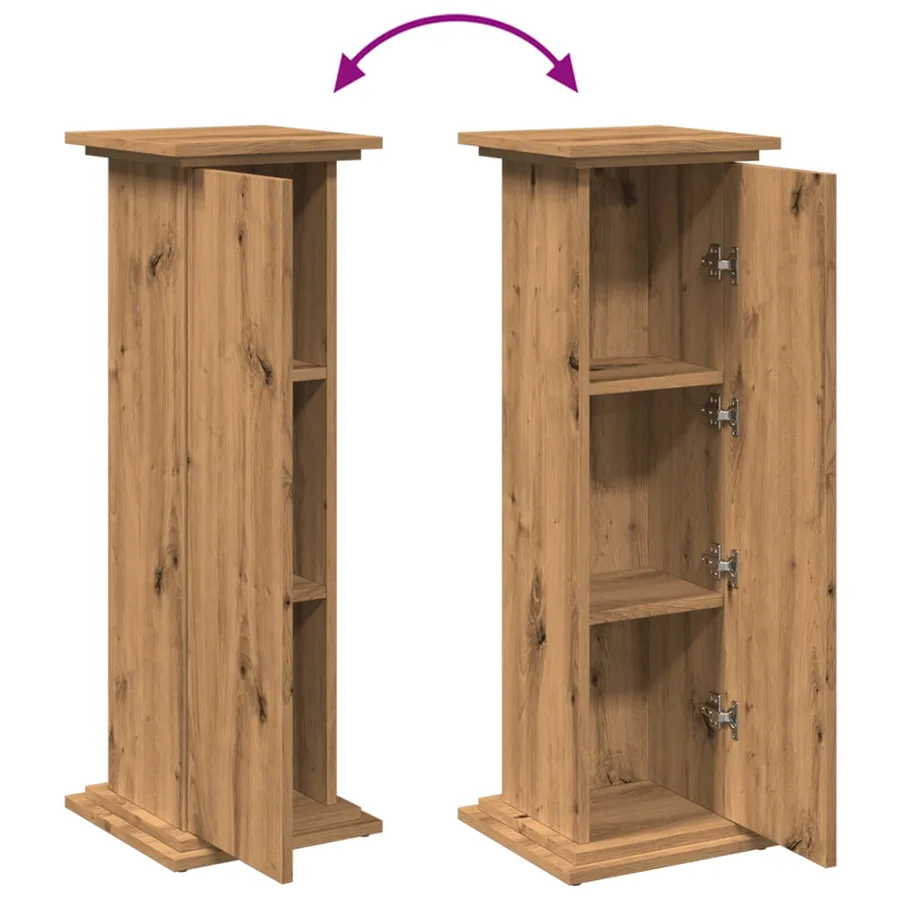 Piédestal avec rangement chêne artisanal bois d'ingénierie - 9