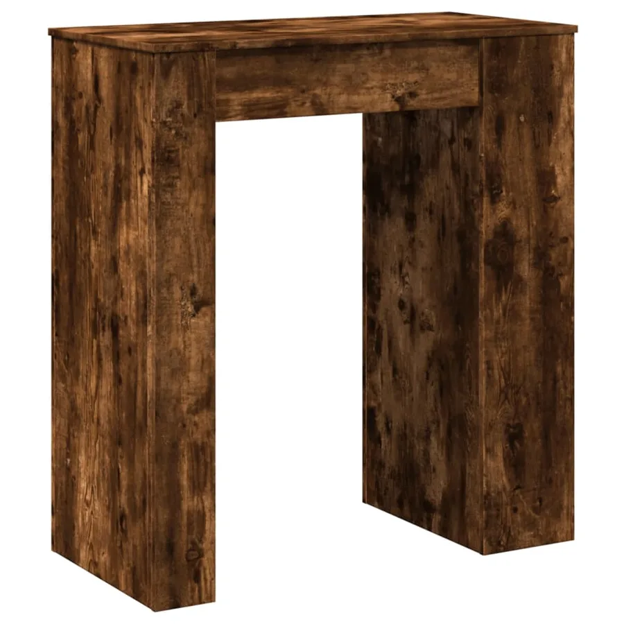 Table de bar avec étagères chêne fumé bois d'ingénierie - 6
