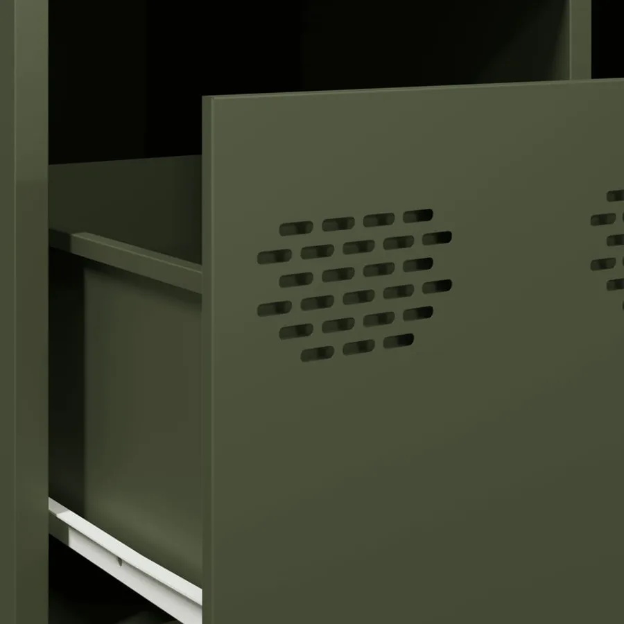 Meuble TV vert olive 68x50x43,5 cm acier laminé à froid - 10