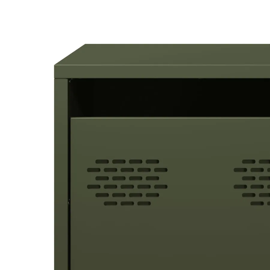 Meuble TV vert olive 68x50x43,5 cm acier laminé à froid - 11