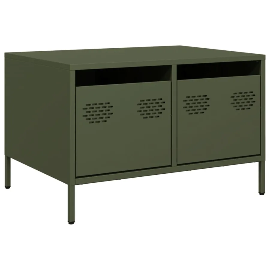 Meuble TV vert olive 68x50x43,5 cm acier laminé à froid - 2