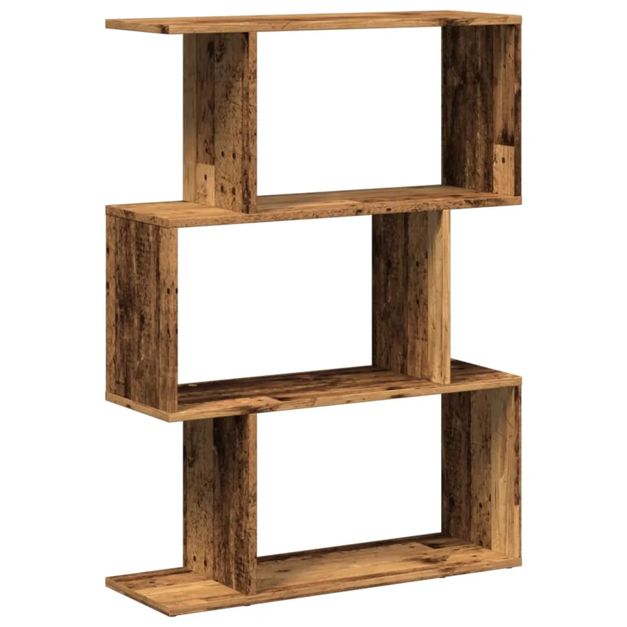 Étagère séparatrice de pièce à 3 niveaux vieux bois 70x24x97 cm - 2