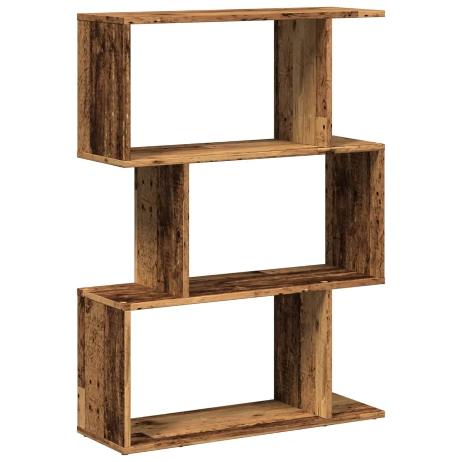 Étagère séparatrice de pièce à 3 niveaux vieux bois 70x24x97 cm - 6