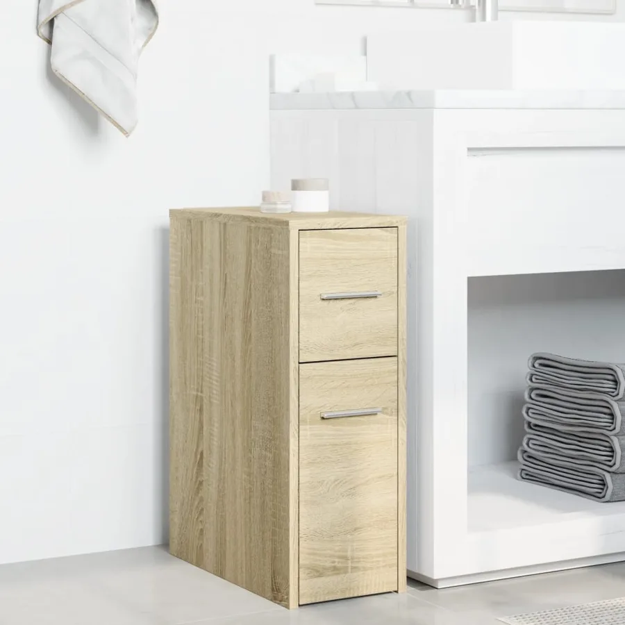 Armoire de salle de bain étroite avec roulettes chêne sonoma - 3