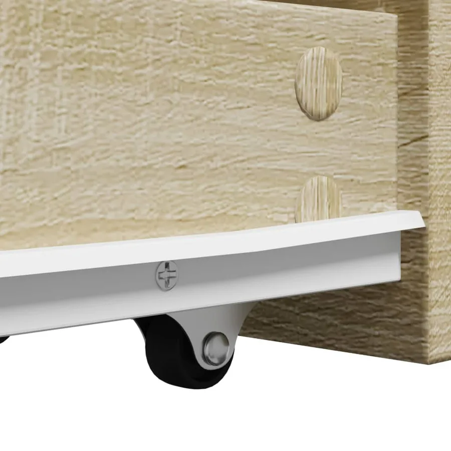 Armoire de salle de bain étroite avec roulettes chêne sonoma - 8