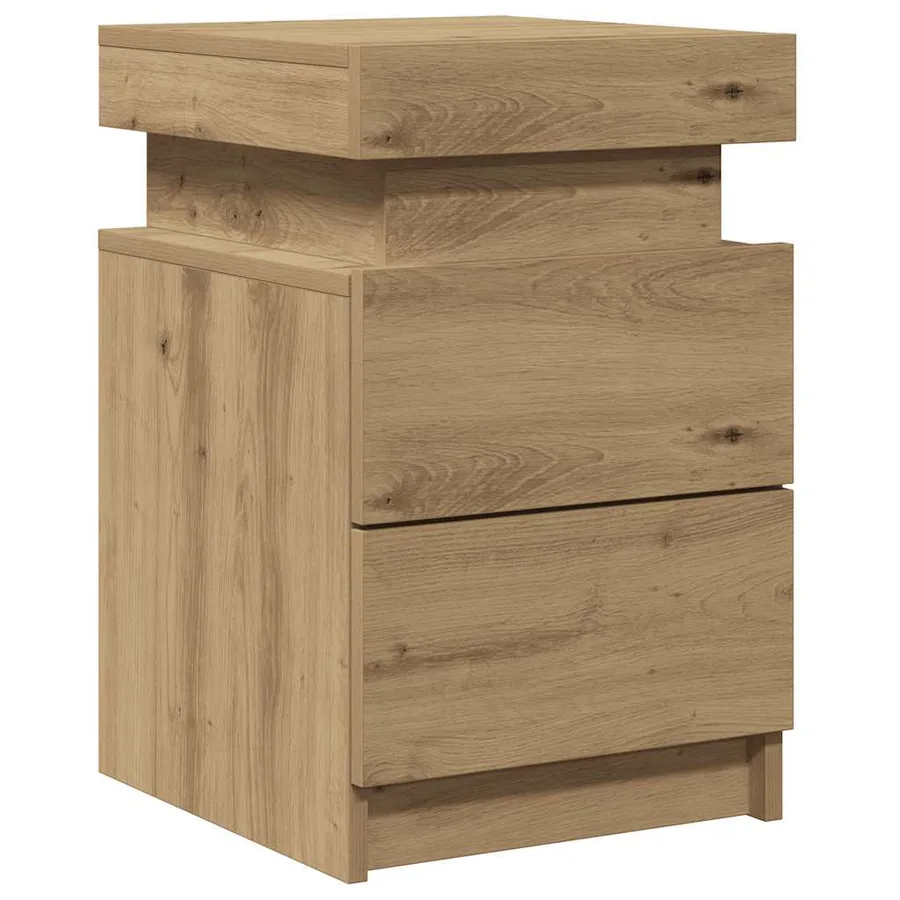 Table de chevet avec LED chêne artisanal bois d'ingénierie - 4