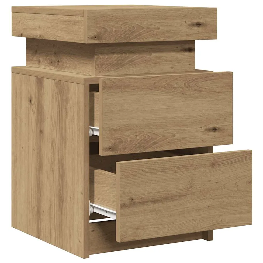 Table de chevet avec LED chêne artisanal bois d'ingénierie - 5