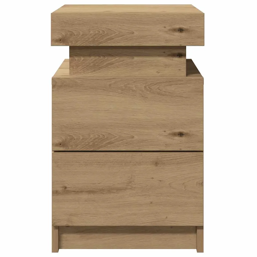 Table de chevet avec LED chêne artisanal bois d'ingénierie - 6