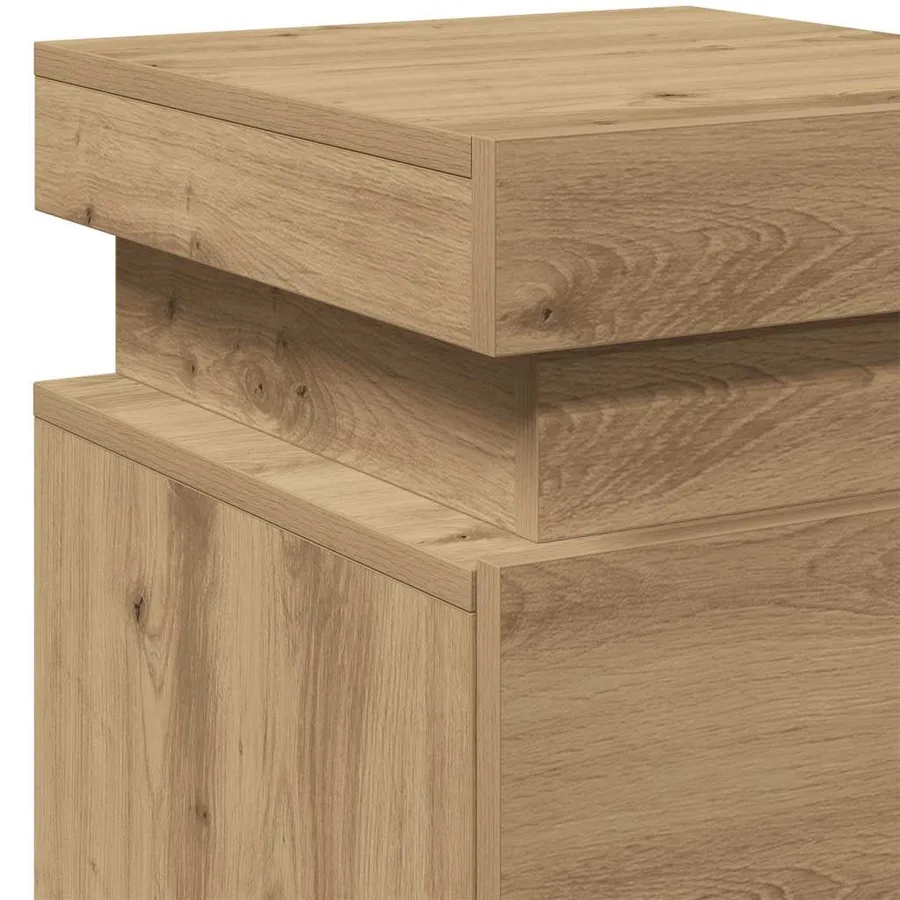 Table de chevet avec LED chêne artisanal bois d'ingénierie - 9