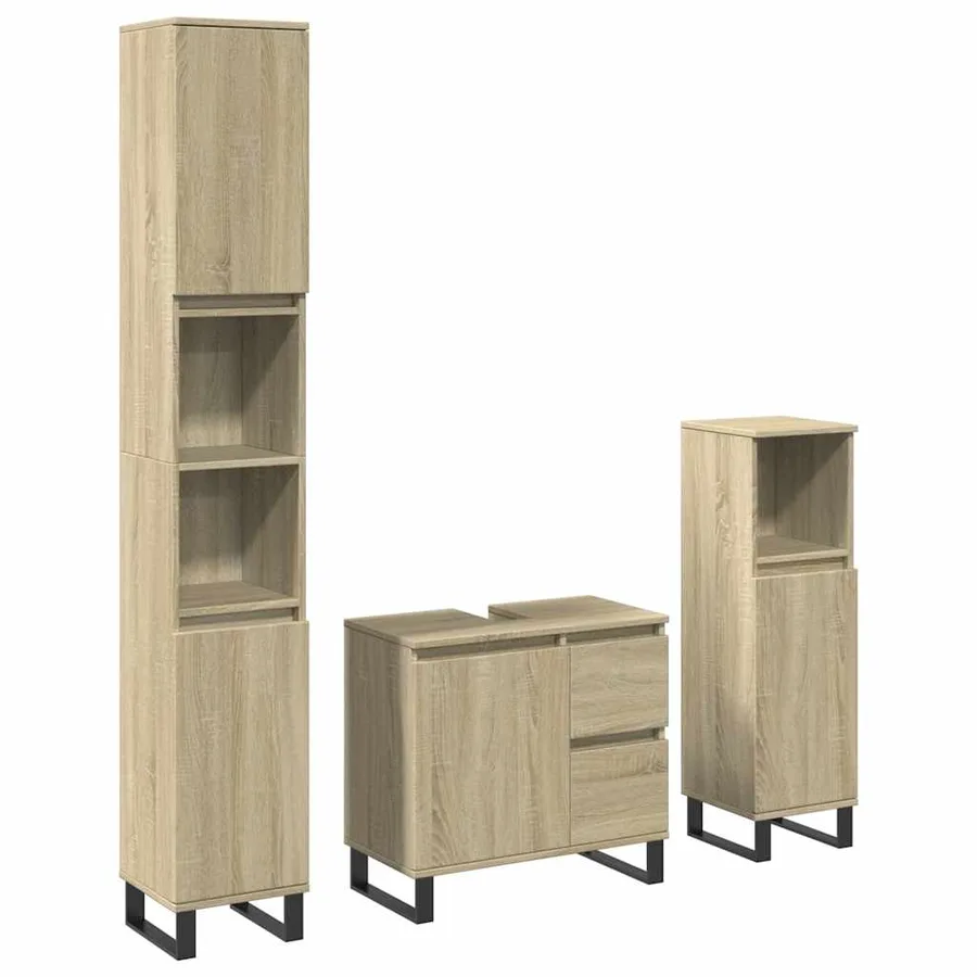 Ensemble de meubles de salle de bain 3 pcs chêne sonoma - 2