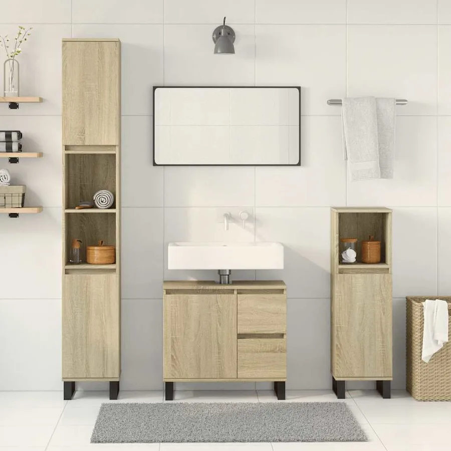Ensemble de meubles de salle de bain 3 pcs chêne sonoma - 3