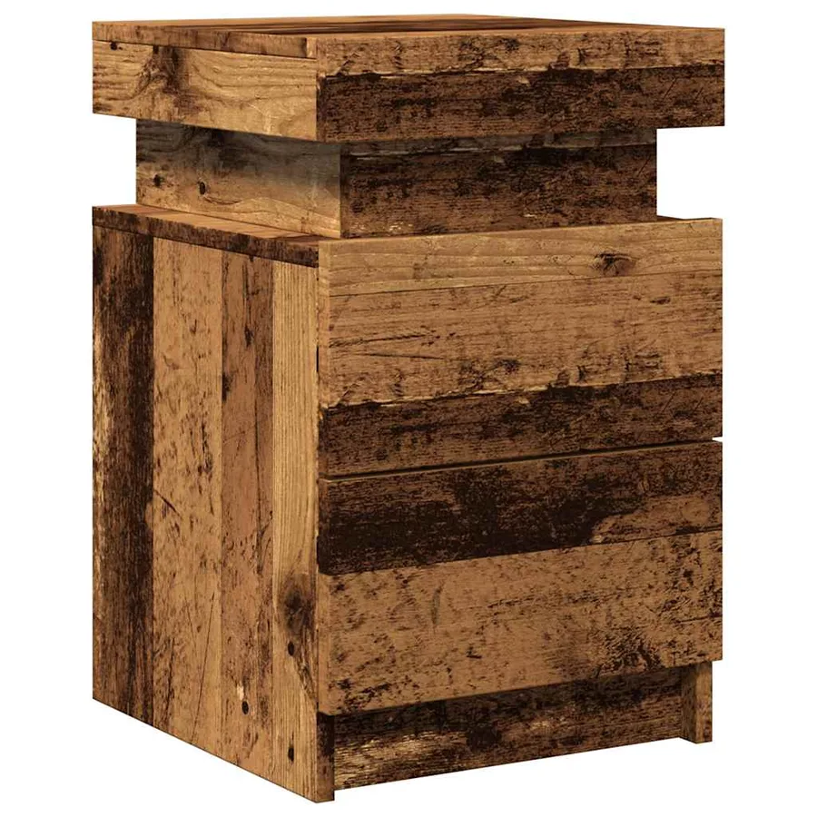 Table de chevet et LED vieux bois 35x39x55 cm bois d'ingénierie - 4