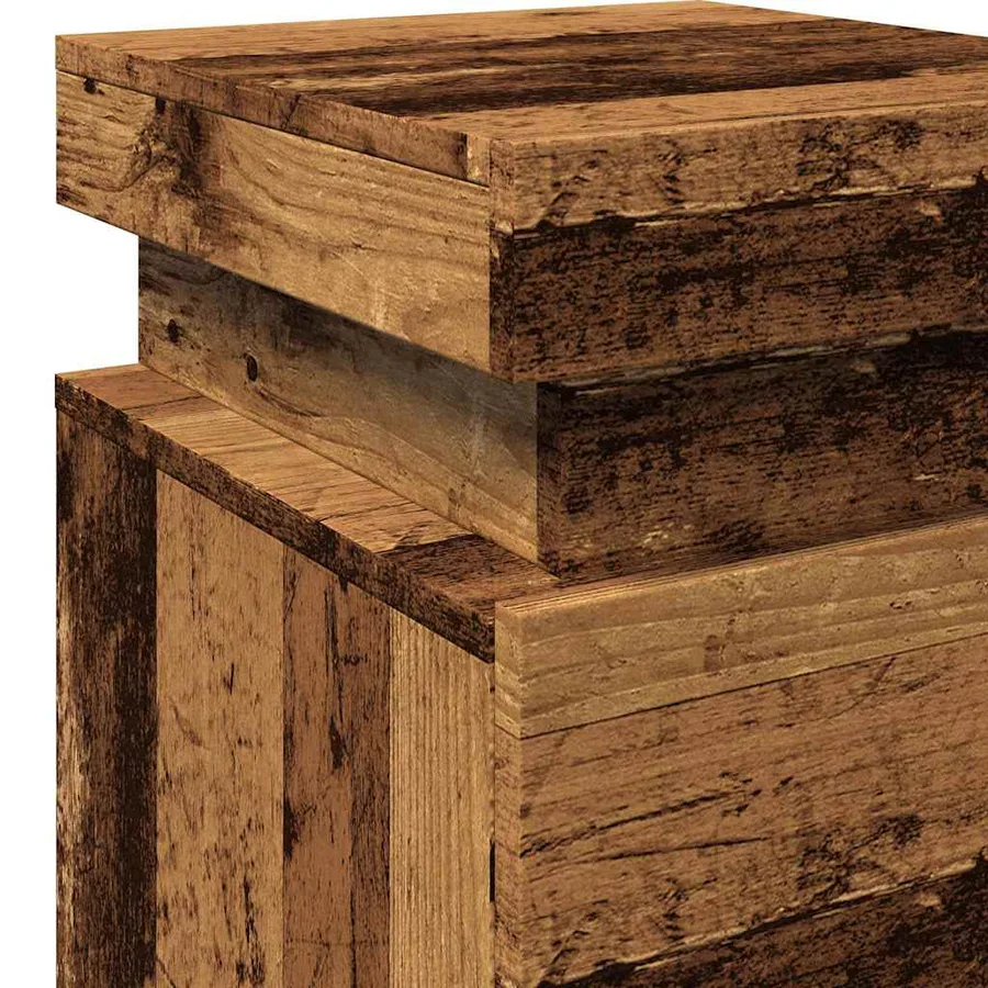 Table de chevet et LED vieux bois 35x39x55 cm bois d'ingénierie - 9