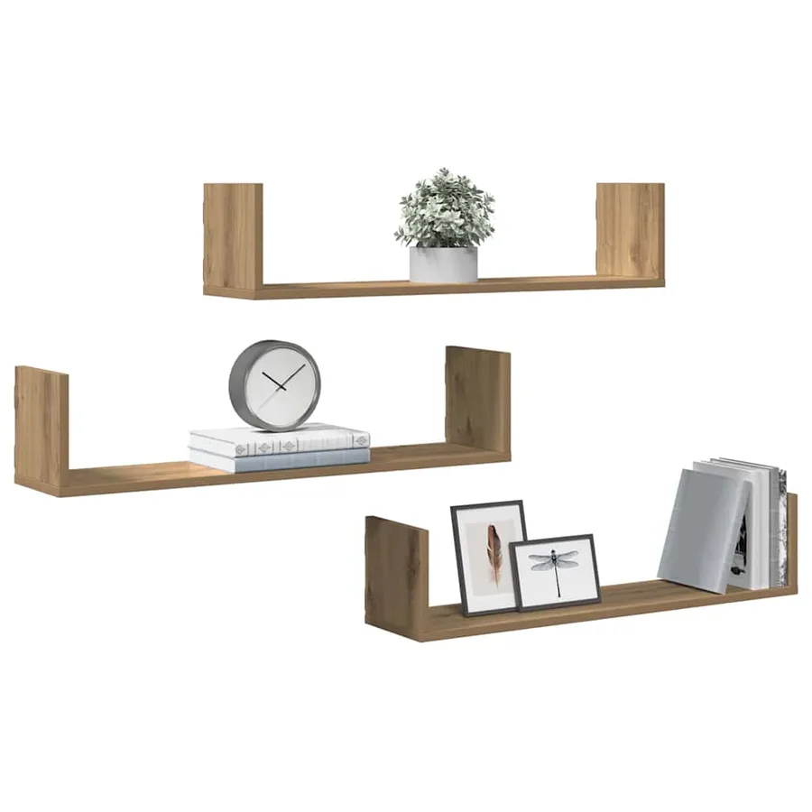 Étagères murales 3 pcs chêne artisanal bois d'ingénierie - 3