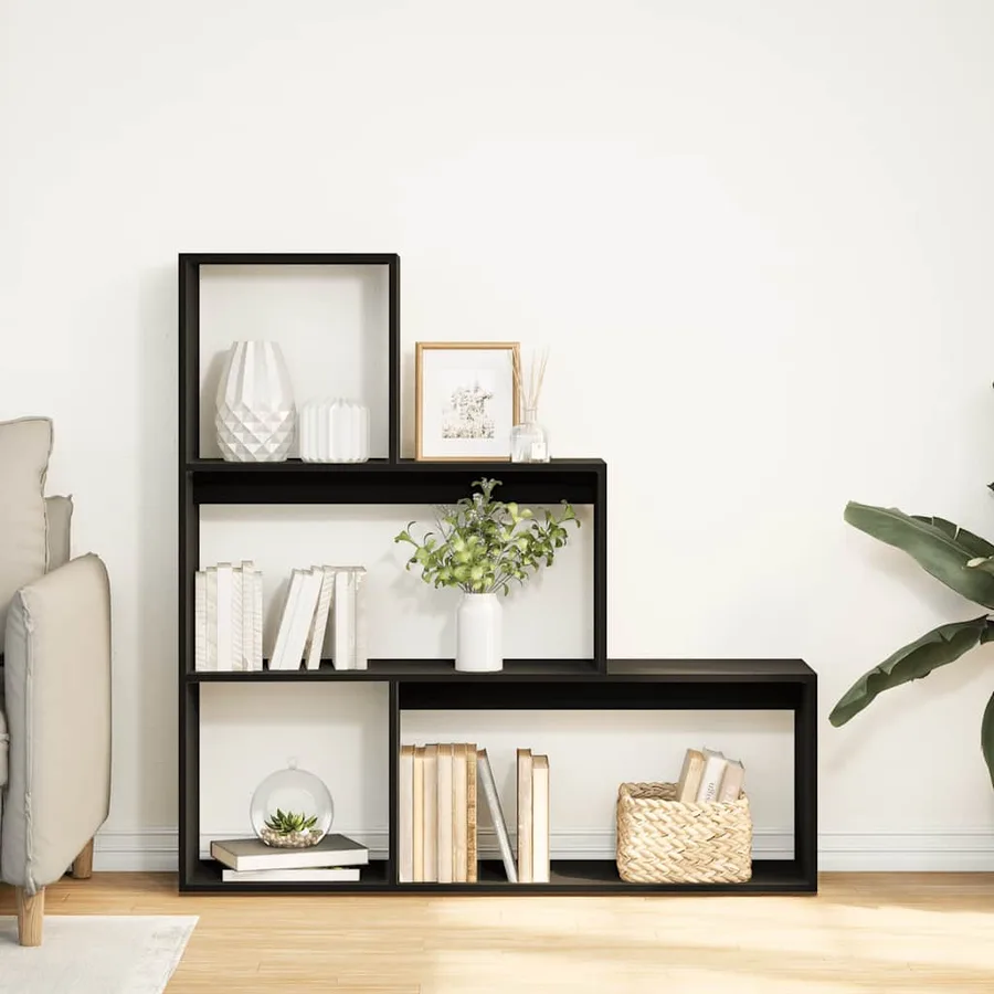 Étagère séparatrice de pièce à 3 niveaux noir 123x29x123 cm - 3