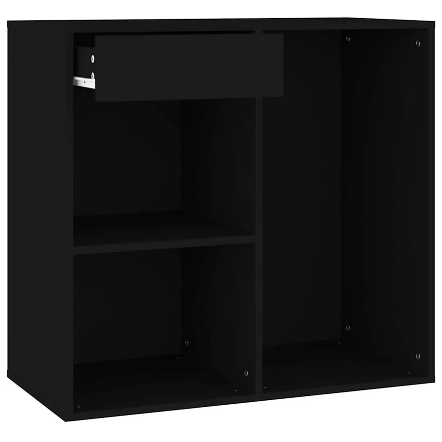 Armoire à cosmétiques noir 80x40x75 cm bois d'ingénierie - 2