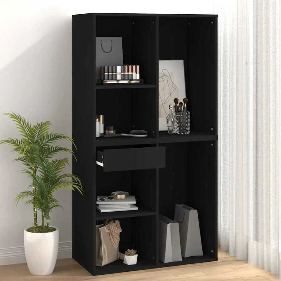 Armoire à cosmétiques noir 80x40x75 cm bois d'ingénierie - 6