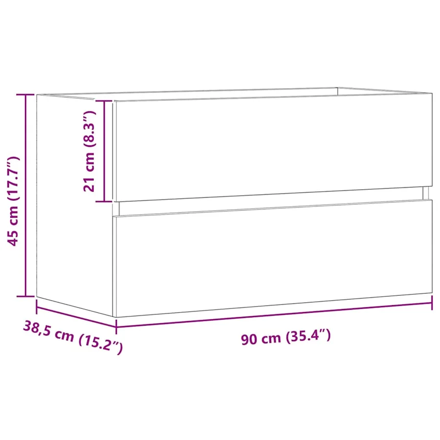 Armoire d'évier chêne artisanal 90x38,5x45 cm bois d'ingénierie - 11