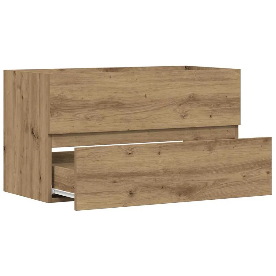 Armoire d'évier chêne artisanal 90x38,5x45 cm bois d'ingénierie - 4