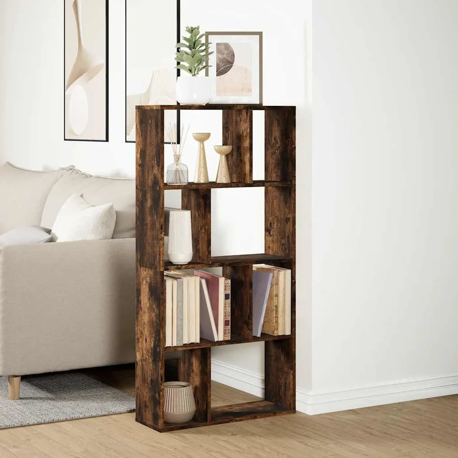 Bibliothèque chêne fumé 60x20x120,5 cm bois d'ingénierie - 4