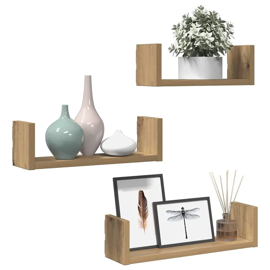 Étagères murales 3 pcs chêne artisanal bois d'ingénierie - 3