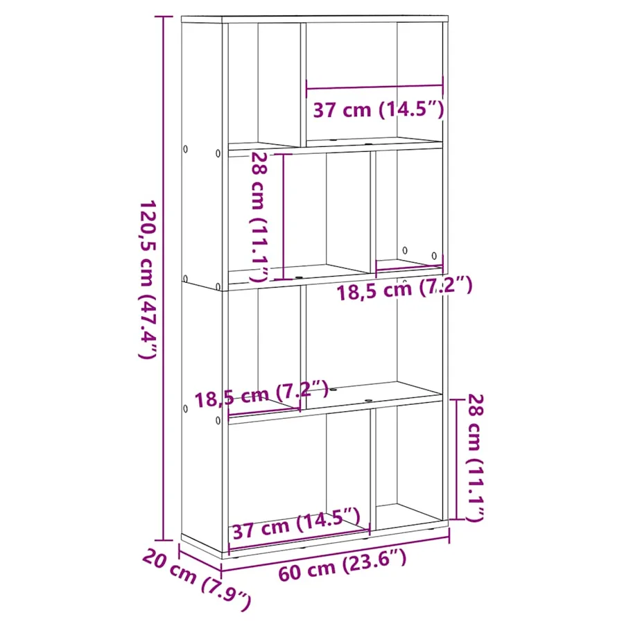 Bibliothèque Blanc 60x20x120,5 cm Bois d'ingénierie - 11