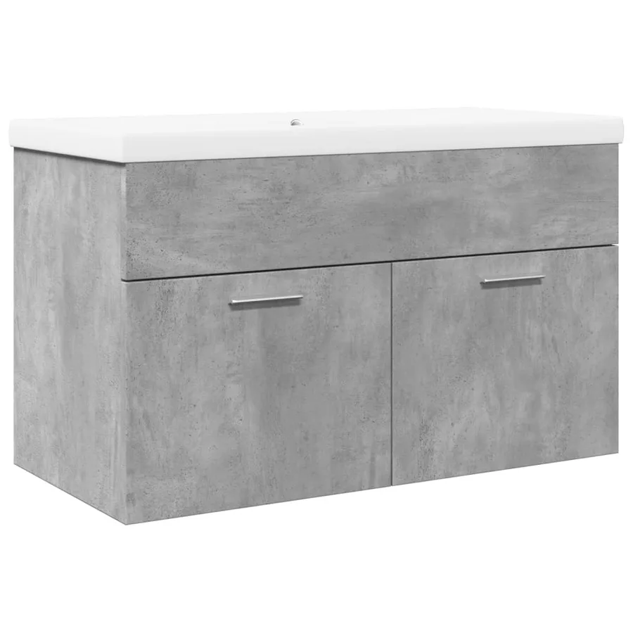 Armoire lavabo de salle de bain avec bassin intégré gris béton - 2