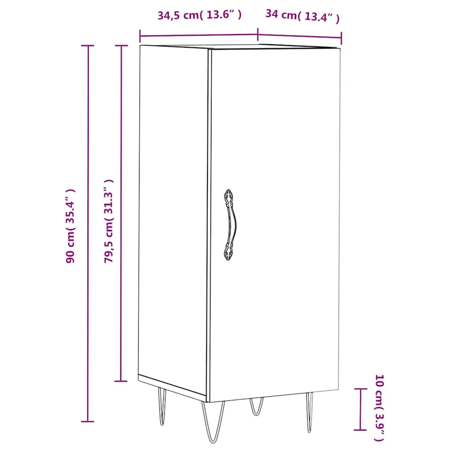Buffet Blanc brillant 34,5x34x90 cm Bois d'ingénierie - 13