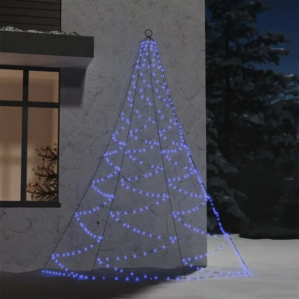 Arbre mural avec crochet métallique 260 LED bleu 3 m Int/Ext