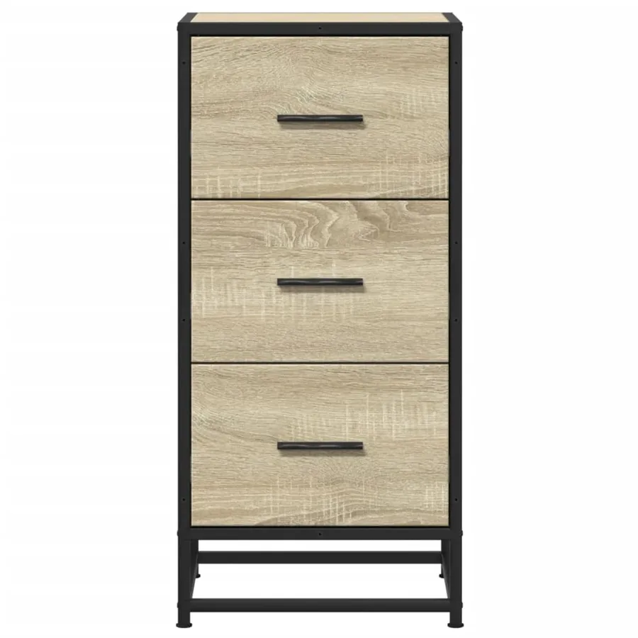 Buffet chêne sonoma 35,5x35x76 cm bois d'ingénierie et métal - 4