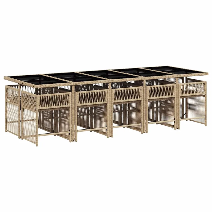 Ensemble à manger de jardin et coussins 11 pcs mélange beige - 3