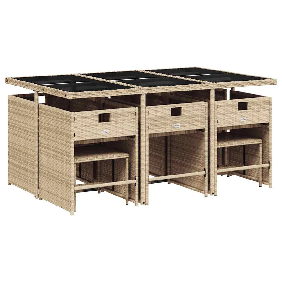 Ensemble à manger de jardin et coussins 11 pcs mélange beige - 3