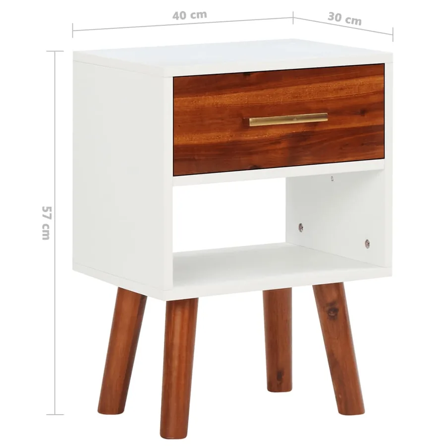 Table de chevet Bois d'acacia massif 40x30x57 cm - 7