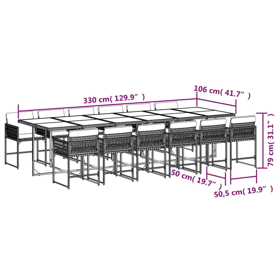 Ensemble à manger de jardin coussins 13 pcs mélange beige rotin - 6