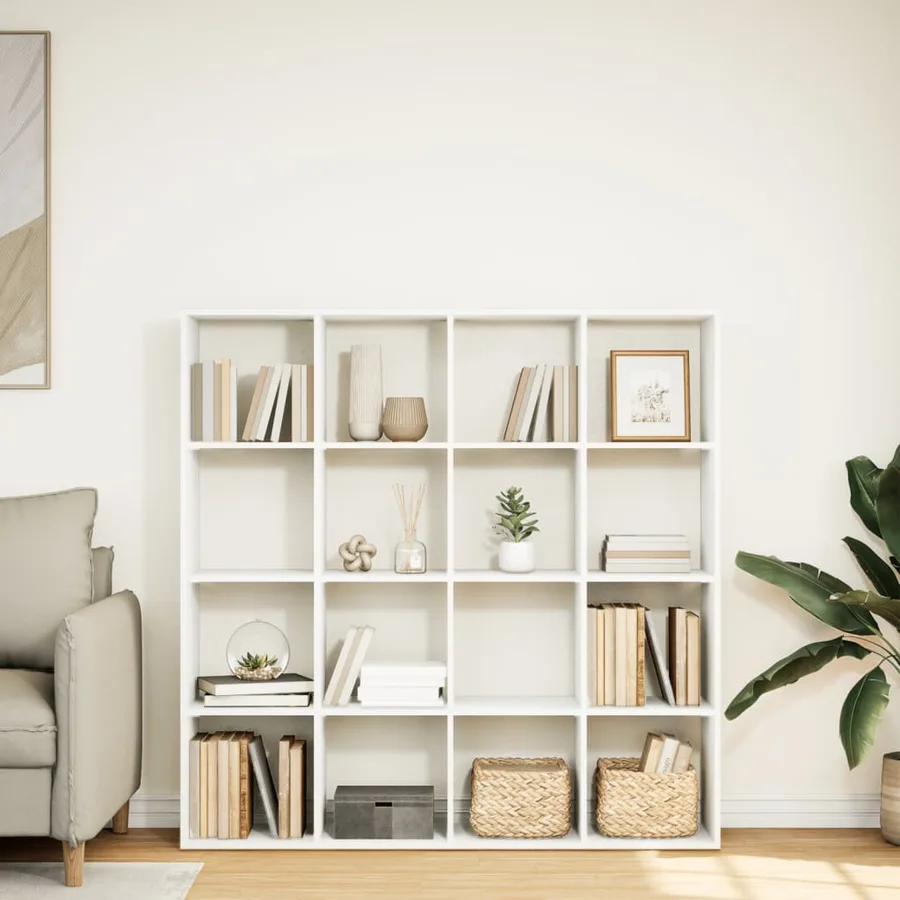 Bibliothèque blanc 137,5x29x137,5 cm bois d'ingénierie - 3