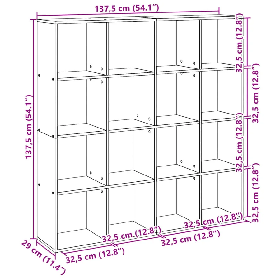 Bibliothèque blanc 137,5x29x137,5 cm bois d'ingénierie - 8