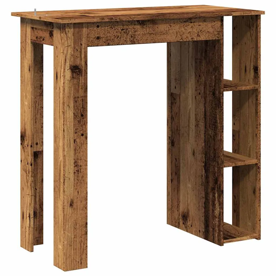 Table de bar avec étagère vieux bois bois d'ingénierie - 6