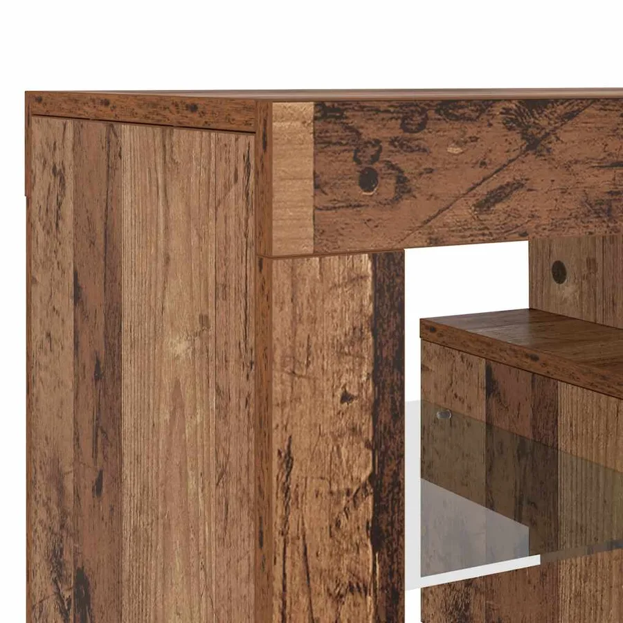 Meuble TV avec lumières LED vieux bois bois d'ingénierie - 11