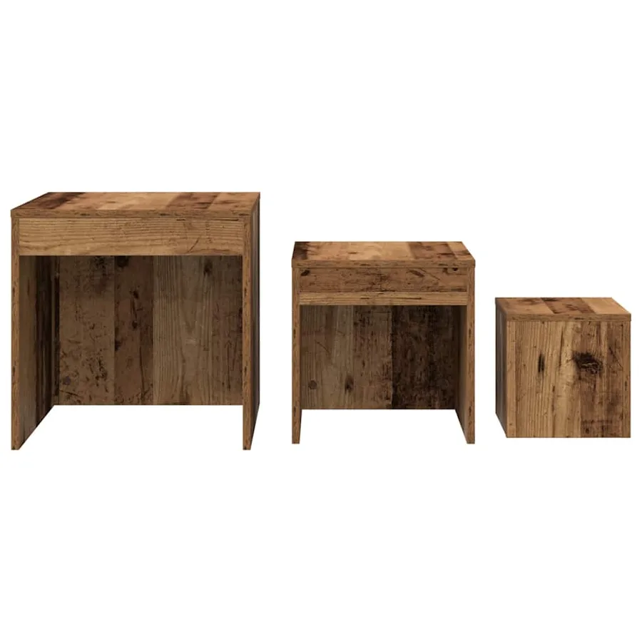 Tables gigognes 3 pcs vieux bois bois d'ingénierie - 5