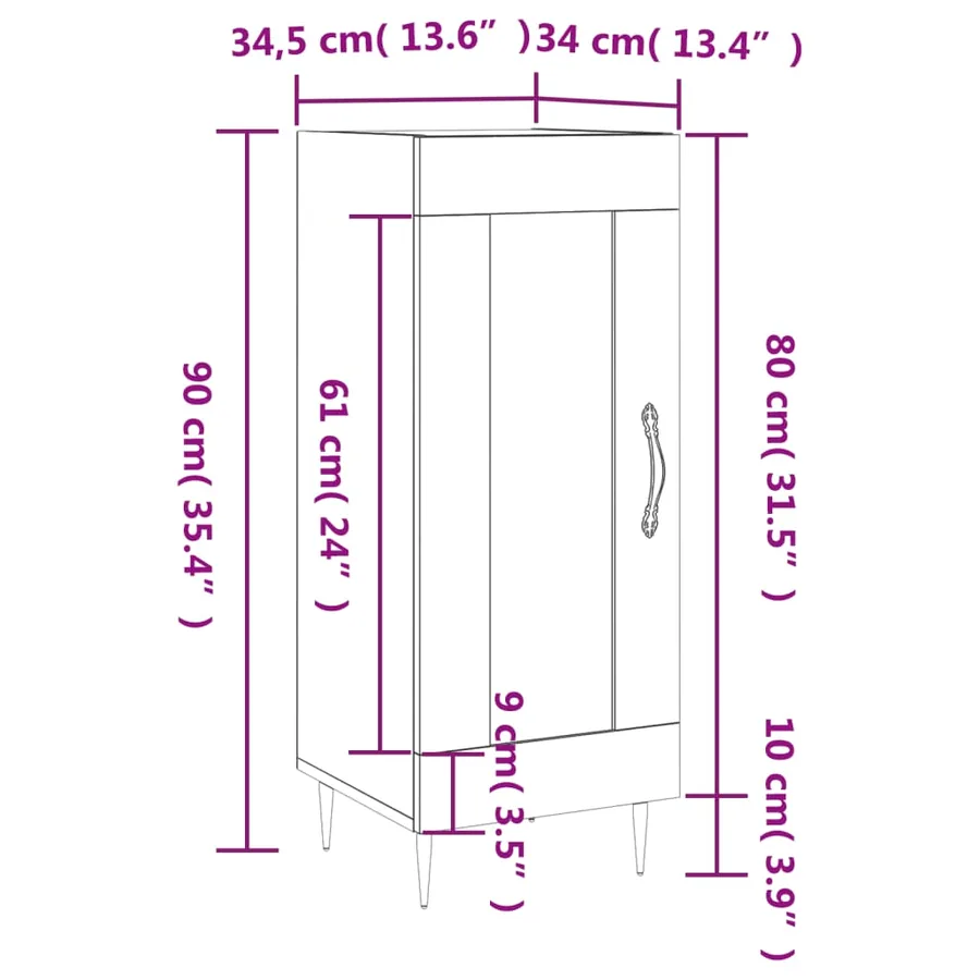 Buffet Blanc brillant 34,5x34x90 cm Bois d'ingénierie - 13