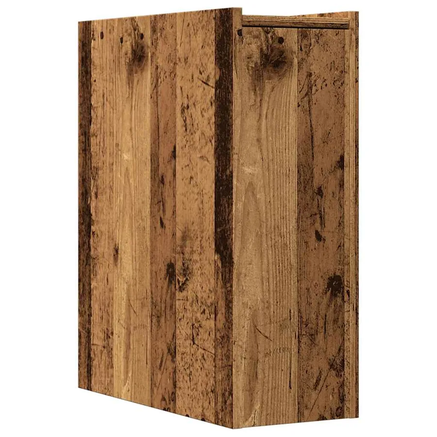 Armoire de salle de bain étroite avec roulettes vieux bois - 6