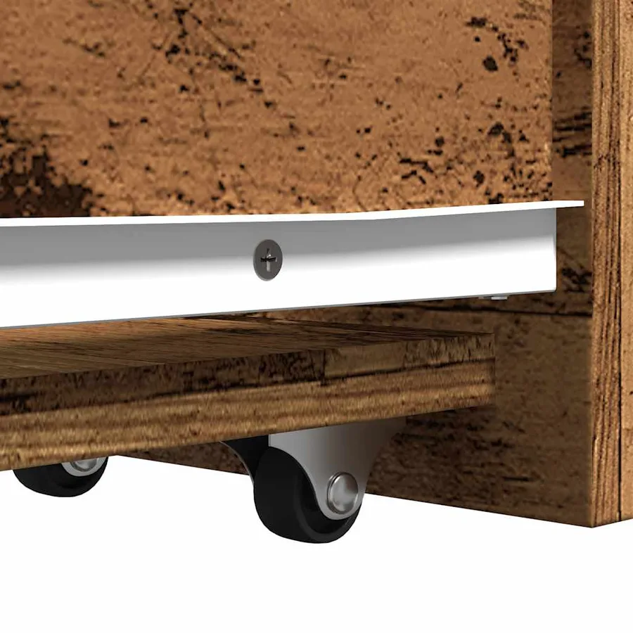 Armoire de salle de bain étroite avec roulettes vieux bois - 8