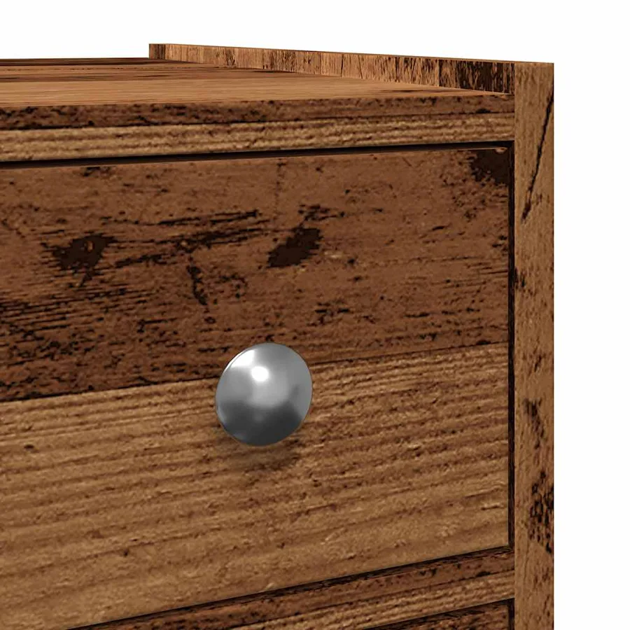 Armoire de salle de bain étroite avec roulettes vieux bois - 9