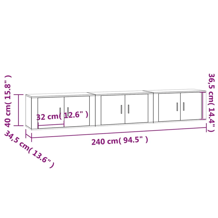 Meubles TV muraux 3 pcs blanc 80x34,5x40 cm - 8