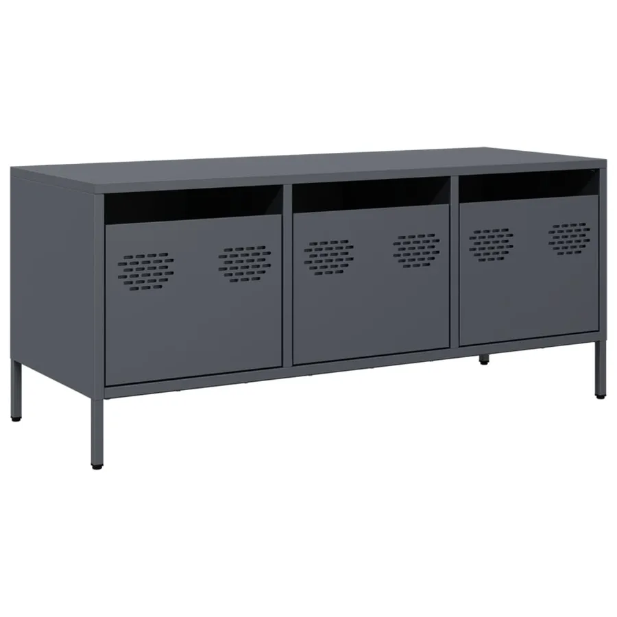 Meuble TV anthracite 101,5x39x43,5 cm acier laminé à froid - 2