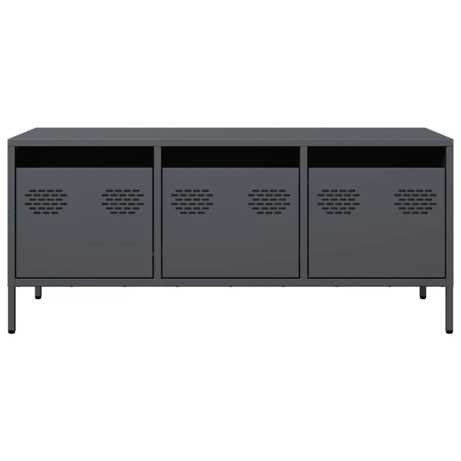 Meuble TV anthracite 101,5x39x43,5 cm acier laminé à froid - 4