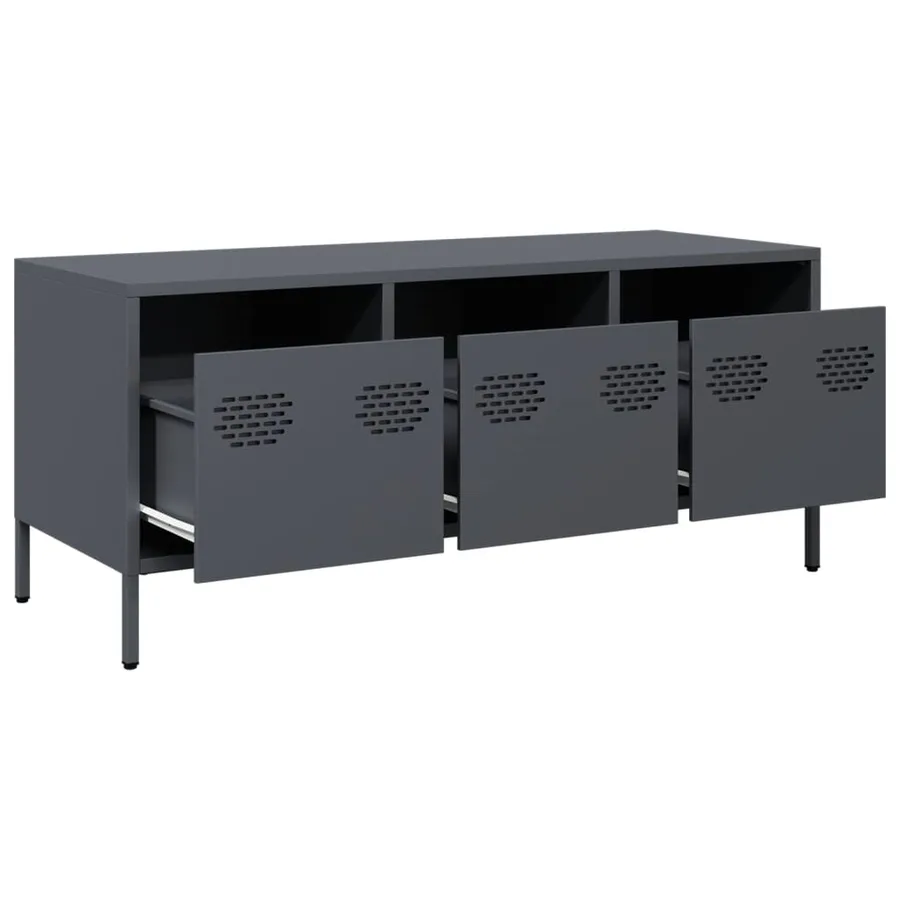 Meuble TV anthracite 101,5x39x43,5 cm acier laminé à froid - 5