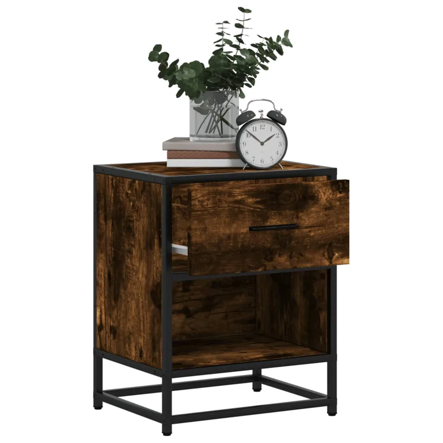 Table de chevet chêne fumé 40x31x50 cm bois d'ingénierie - 4