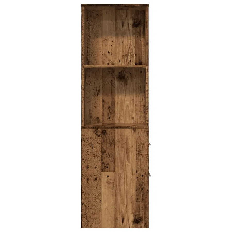 Armoire de salle de bain étroite avec roulettes vieux bois - 4