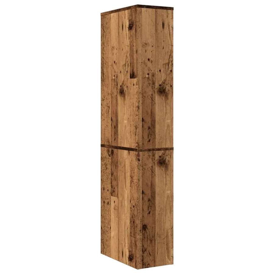 Armoire de salle de bain étroite avec roulettes vieux bois - 6